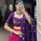 Lorenvalley Pink Chanderi Color Padding With Zari Weaving Work Border Lehenga Choli with Dupatta | Swadesiicart