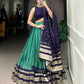Lorenvalley Firozi Pure Chanderi Plain With Zari Weaving Work Border Lehenga Choli | Swadesiicart