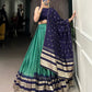 Lorenvalley Firozi Pure Chanderi Plain With Zari Weaving Work Border Lehenga Choli | Swadesiicart