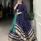 Lorenvalley Firozi Pure Chanderi Plain With Zari Weaving Work Border Lehenga Choli | Swadesiicart