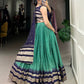 Lorenvalley Firozi Pure Chanderi Plain With Zari Weaving Work Border Lehenga Choli | Swadesiicart