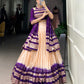 Lorenvalley Off White Pure Chanderi Plain With Zari Weaving Work Border Lehenga Choli | Swadesiicart