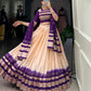 Lorenvalley Off White Pure Chanderi Plain With Zari Weaving Work Border Lehenga Choli | Swadesiicart
