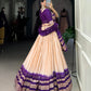 Lorenvalley Off White Pure Chanderi Plain With Zari Weaving Work Border Lehenga Choli | Swadesiicart