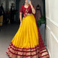 Lorenvalley Yellow Pure Chanderi Plain With Zari Weaving Work Border Lehenga Choli | Swadesiicart