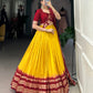 Lorenvalley Yellow Pure Chanderi Plain With Zari Weaving Work Border Lehenga Choli | Swadesiicart