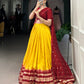Lorenvalley Yellow Pure Chanderi Plain With Zari Weaving Work Border Lehenga Choli | Swadesiicart