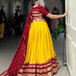 Lorenvalley Yellow Pure Chanderi Plain With Zari Weaving Work Border Lehenga Choli | Swadesiicart