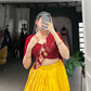 Lorenvalley Yellow Pure Chanderi Plain With Zari Weaving Work Border Lehenga Choli | Swadesiicart