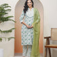 Vaasva Women White Cotton Kurta With Cotton Pant & Dupatta | Swadesiicart