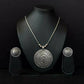 Mominos Fashion Johar Kamal Oxidised Silver-Plated Long Chain with Pendant & Studs For Women | Swadesiicart