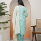 Vaasva Women Aqua Marine Cotton Kurta With Cotton Pant & Dupatta | Swadesiicart
