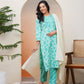 Vaasva Women Aqua Marine Cotton Kurta With Cotton Pant & Dupatta | Swadesiicart