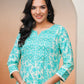 Vaasva Women Aqua Marine Cotton Kurta With Cotton Pant & Dupatta | Swadesiicart
