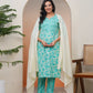 Vaasva Women Aqua Marine Cotton Kurta With Cotton Pant & Dupatta | Swadesiicart