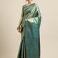 Saree Mall Blue & Gold-Toned Woven Design Zari Silk Blend Banarasi Saree | Swadesiicart