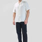 Xkind White Horizontal Pleated Stripes Relaxed Fit Shirt | Swadesiicart