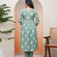 Vaasva Women Ferozi Cotton Kurta With Cotton Pant & Dupatta | Swadesiicart