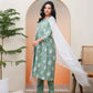 Vaasva Women Ferozi Cotton Kurta With Cotton Pant & Dupatta | Swadesiicart