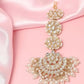 Tehzeeb Creations White Gold Square Shape Earrings With Tikka | Swadesiicart