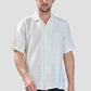 Xkind White Horizontal Pleated Stripes Relaxed Fit Shirt | Swadesiicart