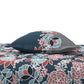 MYTRIDENT Blue Green Floral Cotton 144 TC Queen Bedsheet With 2 Pillow Covers - Swadesiicart