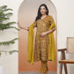 Vaasva Women Mustard Cotton Angrakha Kurta With Cotton Pant & Dupatta | Swadesiicart