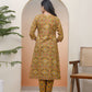 Vaasva Women Mustard Cotton Angrakha Kurta With Cotton Pant & Dupatta | Swadesiicart