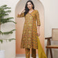 Vaasva Women Mustard Cotton Angrakha Kurta With Cotton Pant & Dupatta | Swadesiicart