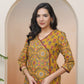 Vaasva Women Mustard Cotton Angrakha Kurta With Cotton Pant & Dupatta | Swadesiicart