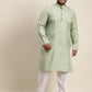 Sojanya Plus Men Green Jacquard Self Design Kurta with Pyjamas | Swadesiicart