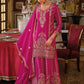 Anaita Magenta Chinon Stitched Suit With Embroidery Work