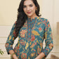 Vaasva Women Dark Sea Cotton Gathered Kurta With Cotton Pant & Dupatta | Swadesiicart