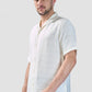 Xkind White Horizontal Pleated Stripes Relaxed Fit Shirt | Swadesiicart