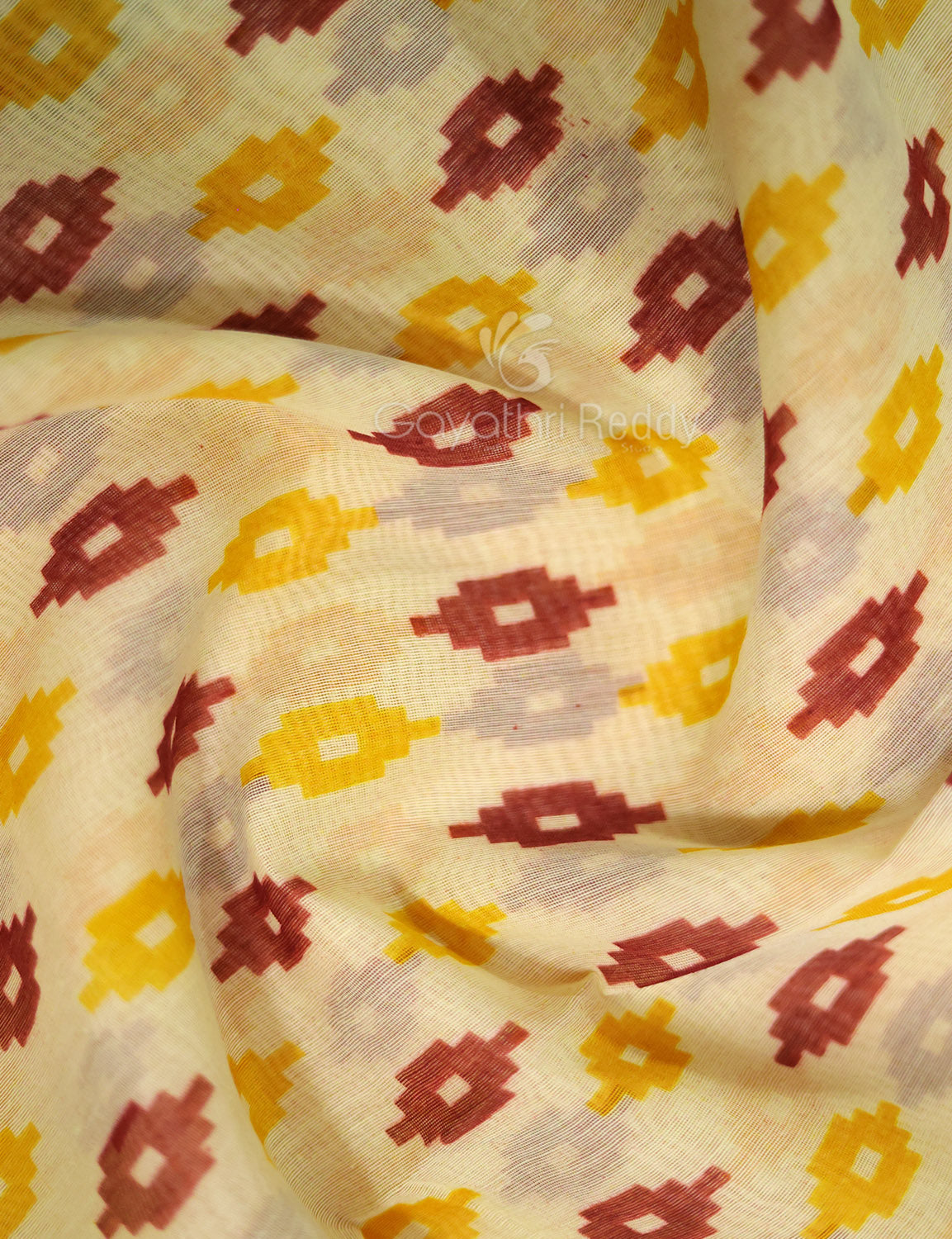 Shades of Cream And Light Orange Colour Blouse Patola Print Semi Chanderi Saree By Gayathri Reddy Designer Studio | Swadesiicart