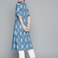 HERE&NOW Women Blue & Golden Paisley Printed Straight Kurta - Swadesiicart