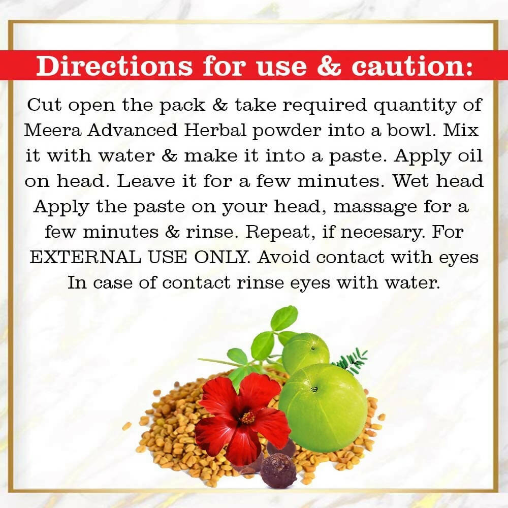 Meera Herbal Hairwash Powder With 11 Naturals Herbs - Swadesiicart