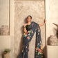 Anaita Black Soft Satin Silk With Zari Weaving Saree With Blouse