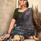 Anaita Black Soft Satin Silk With Zari Weaving Saree With Blouse