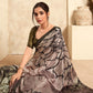 Anaita Light Brown Soft Satin Silk With Zari Weaving Saree With Blouse