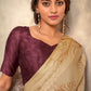 Anaita Dark Cream Soft Satin Silk With Zari Weaving Saree With Blouse