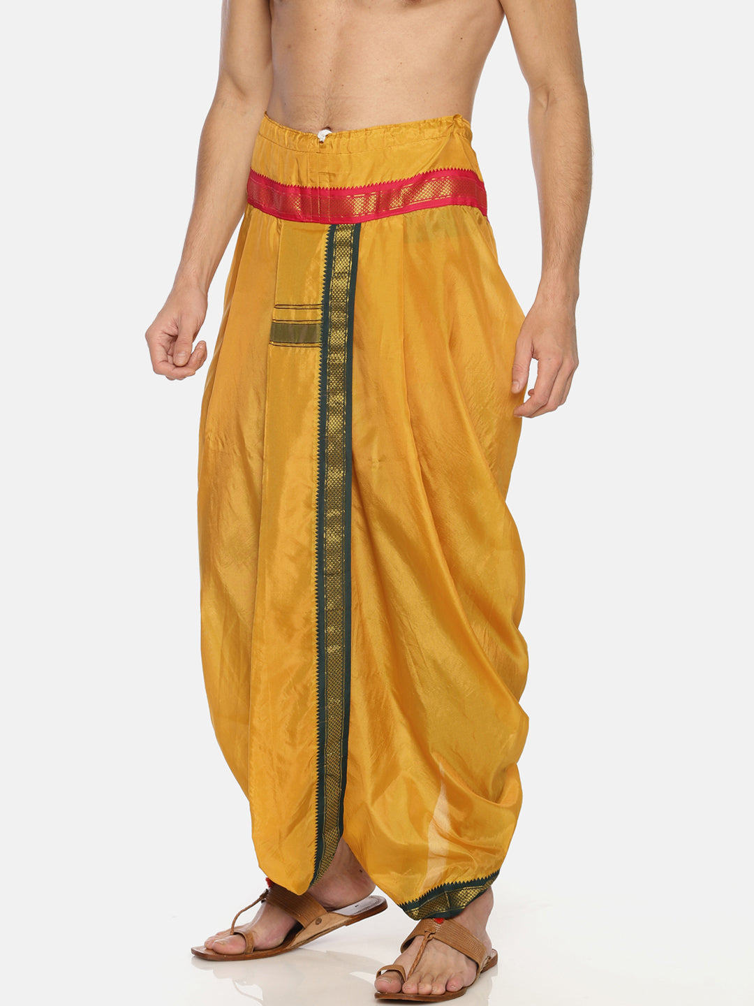 Sethukrishna Men Mustard Yellow Solid Readymade Dhoti Pant | Swadesiicart