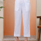 Vaasva Women Whitel Cotton Flax Solid Straight Pants | Swadesiicart