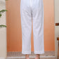 Vaasva Women Whitel Cotton Flax Solid Straight Pants | Swadesiicart