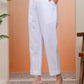 Vaasva Women Whitel Cotton Flax Solid Straight Pants | Swadesiicart