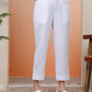 Vaasva Women Whitel Cotton Flax Solid Straight Pants | Swadesiicart