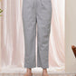 Vaasva Women Grey Cotton Flax Solid Straight Pants | Swadesiicart