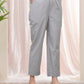 Vaasva Women Grey Cotton Flax Solid Straight Pants | Swadesiicart