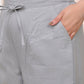 Vaasva Women Grey Cotton Flax Solid Straight Pants | Swadesiicart