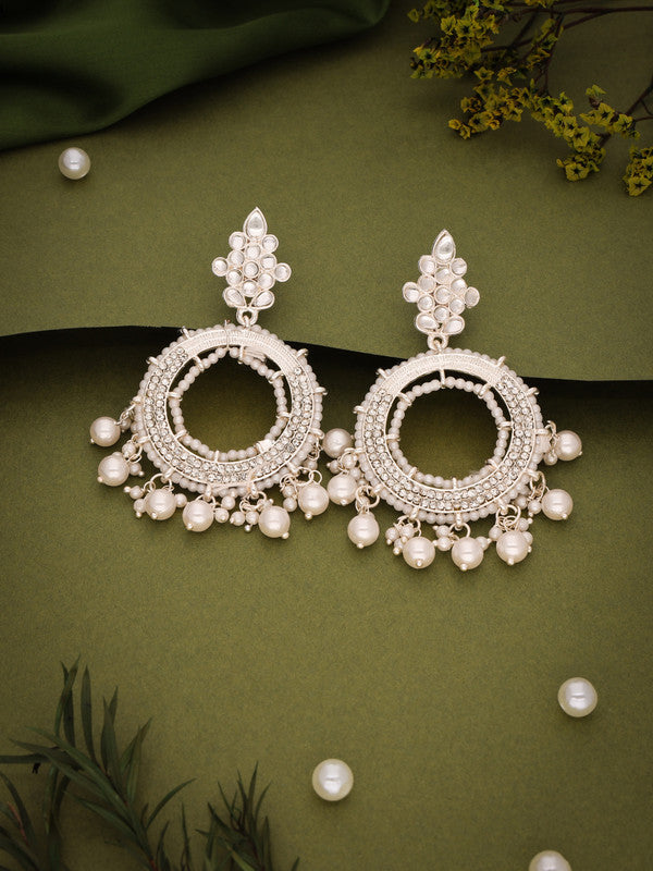 Tehzeeb Creations Gold Drop & Danglers Earring With Tikka For Women & Girls Diamond, Pearl Brass Drops & Danglers | Swadesiicart